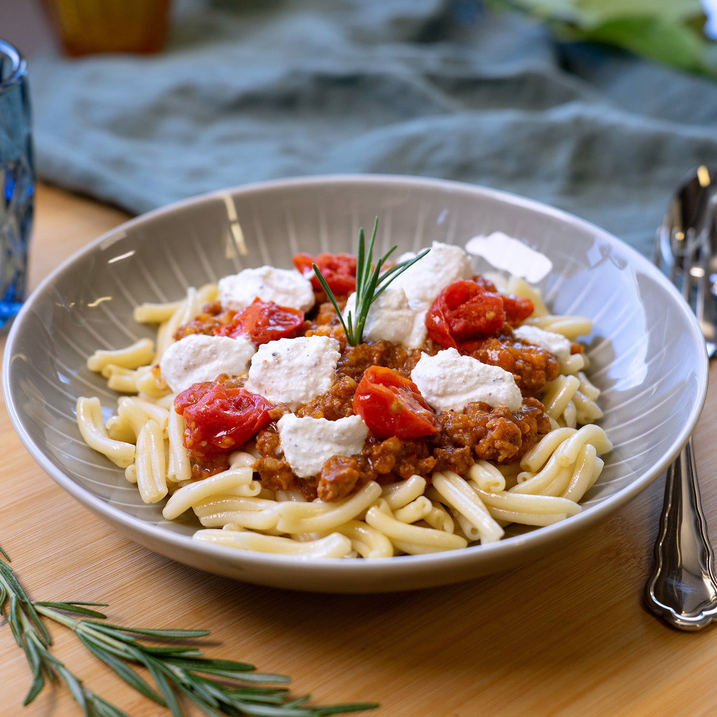 Casarecce mit Rindfleisch-Bolognese