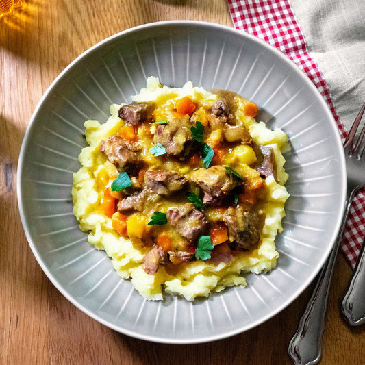 Emmentaler Lammragout, Härdöpfelstock