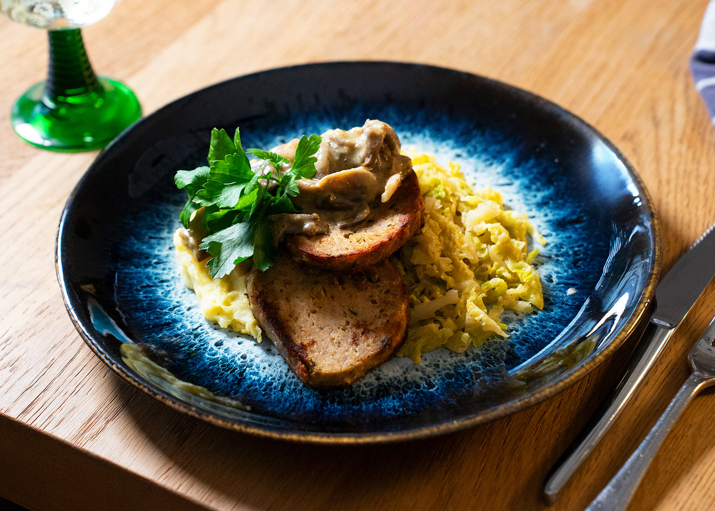 Kalbshackbraten mit Härdöpfelstock
