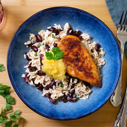 Jerk chicken with coconut rice