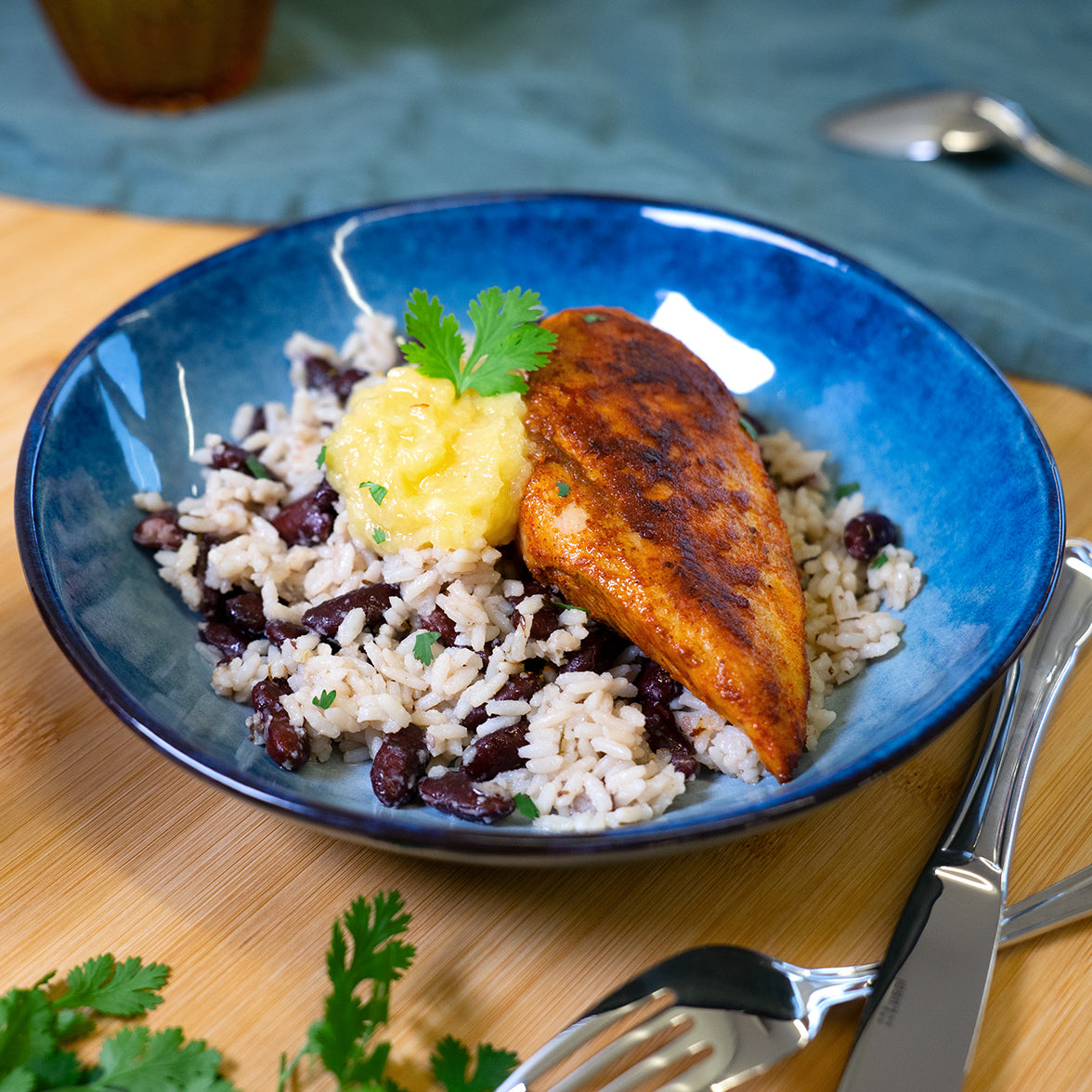 Jerk Chicken mit Kokosreis