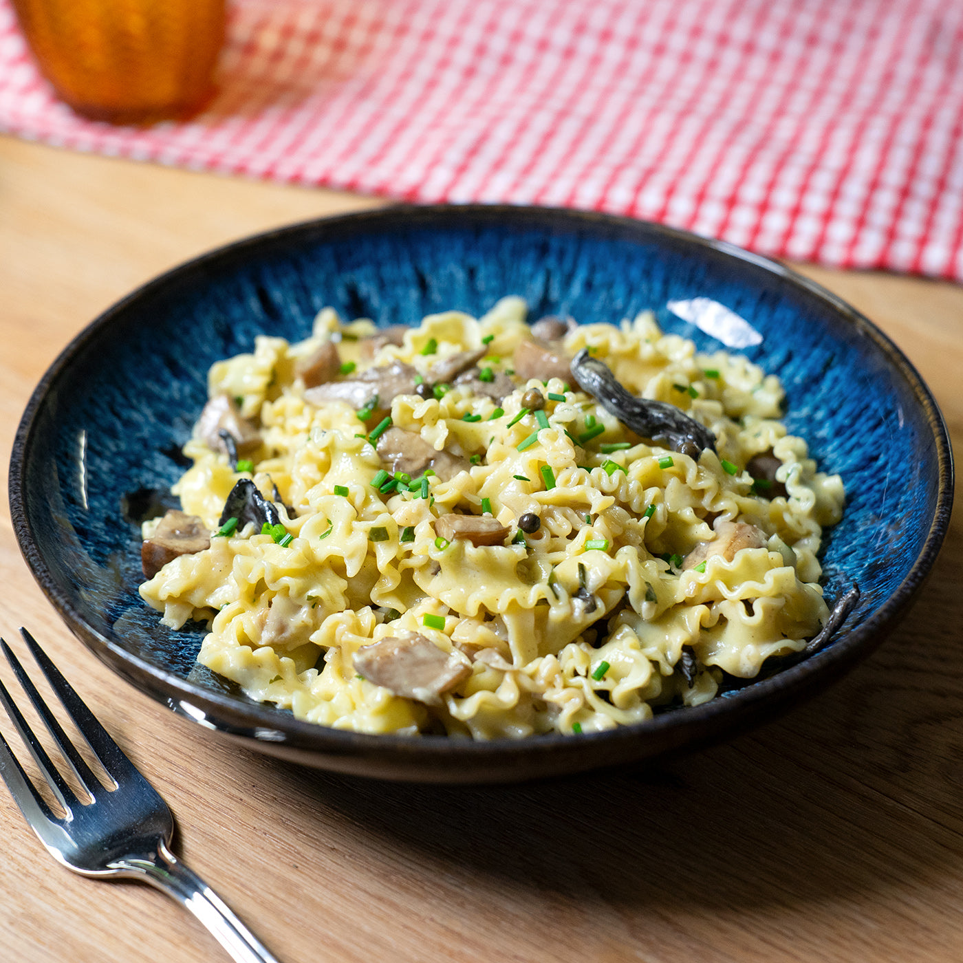 Mafaldine mit Pilzen