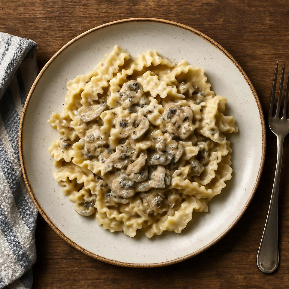 Mafaldine mit Pilzen