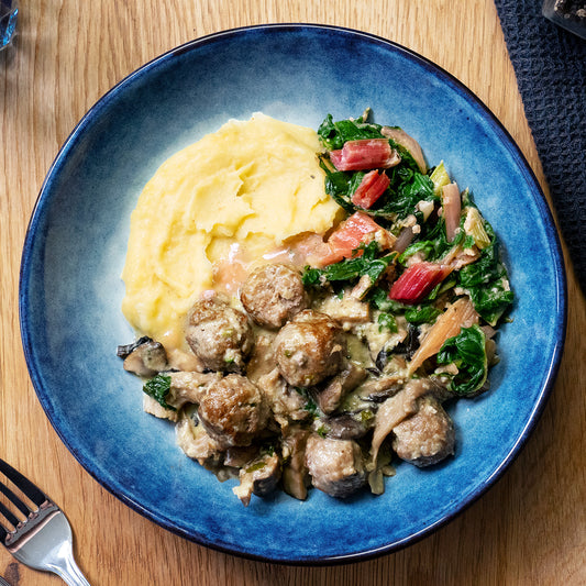 Meatballs mit Mangold und Härdöpfelstock