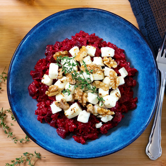 Randenrisotto mit Feta und Baumnüssen