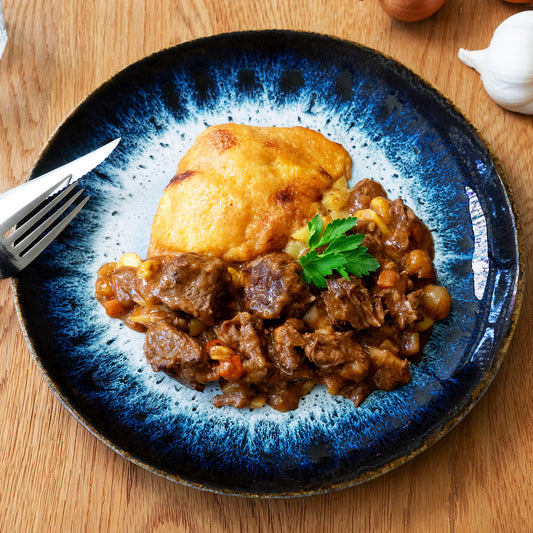 Rindsragout mit Kartoffelgratin