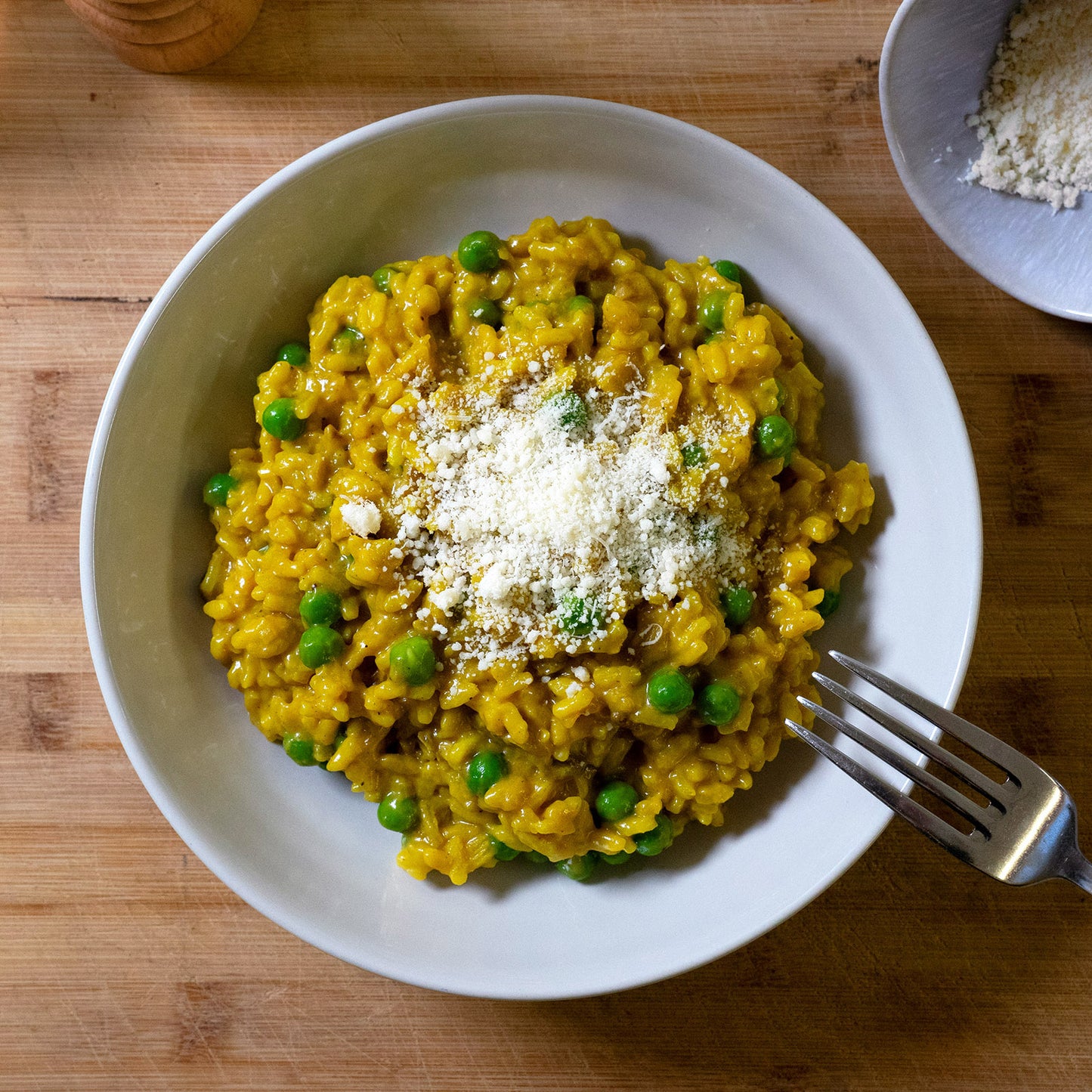 Risotto au safran et petits pois
