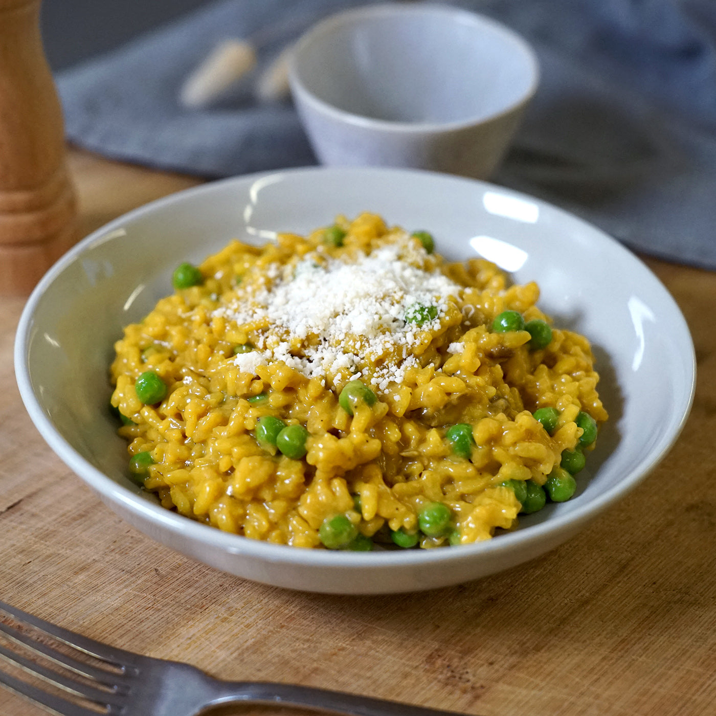 Risotto au safran et petits pois