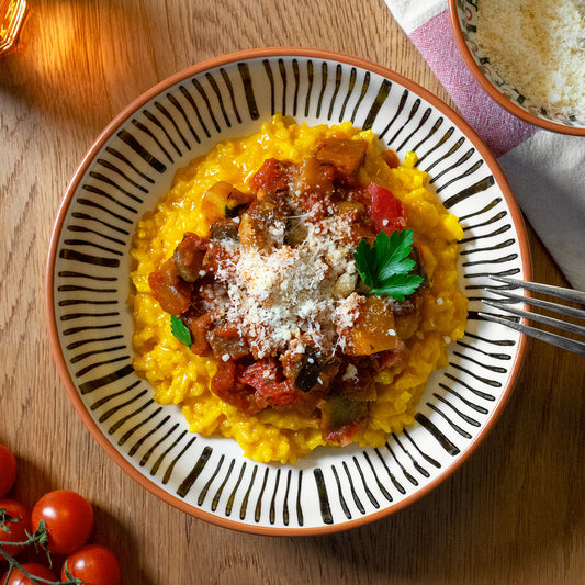 Safranrisotto mit Ratatouille