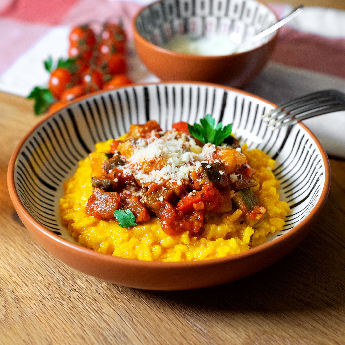 Safranrisotto mit Ratatouille