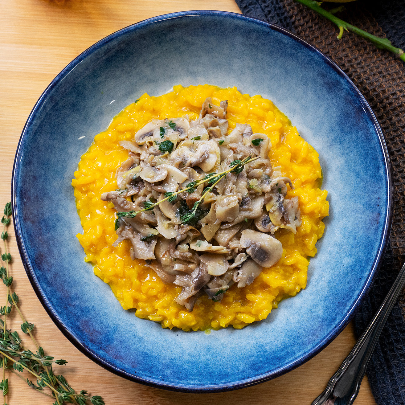 Safranrisotto mit Pilzen