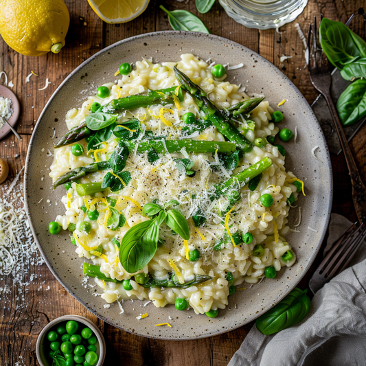 Zitronen Risotto mit grünem Spargel