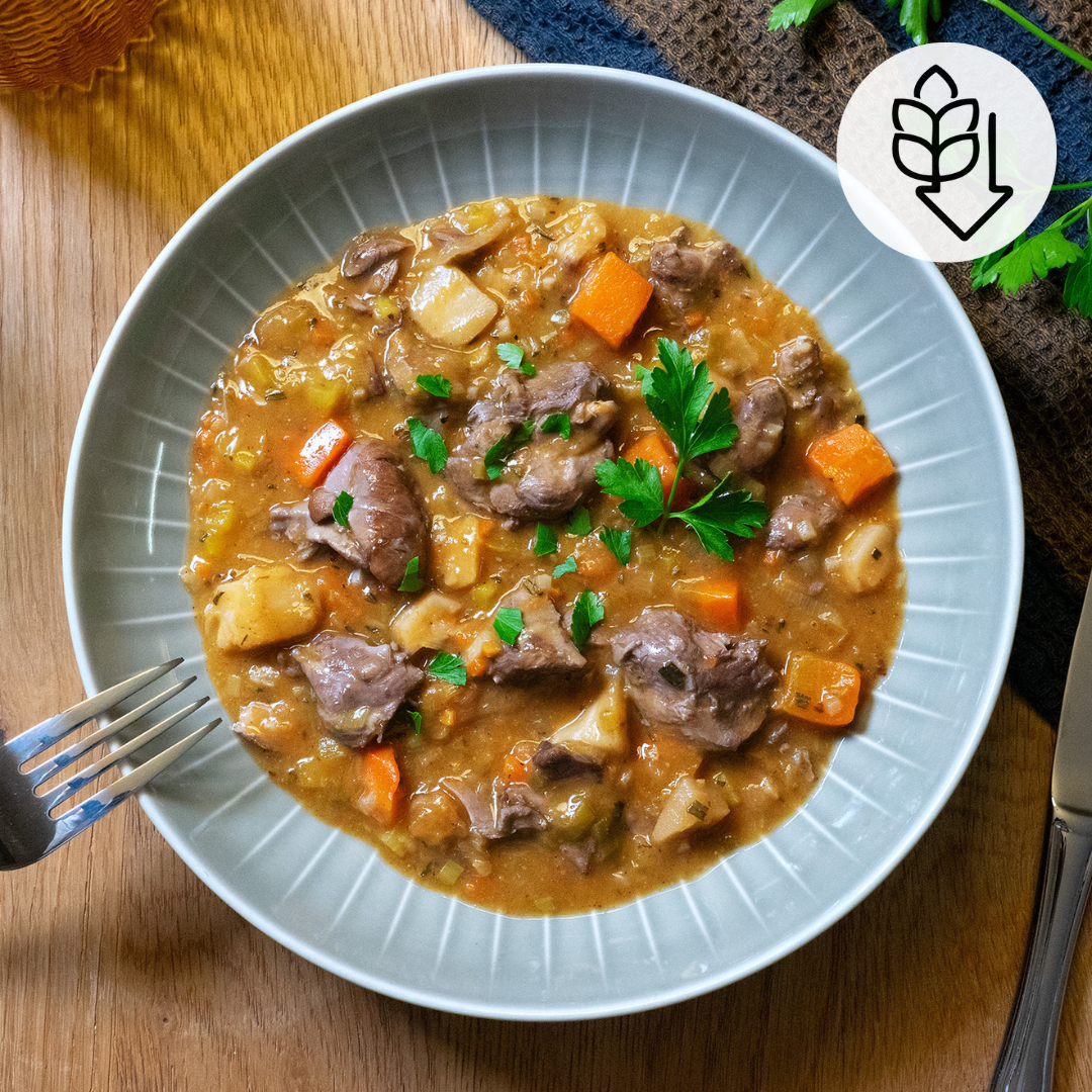 Coq au vin mit Wurzelgemüse