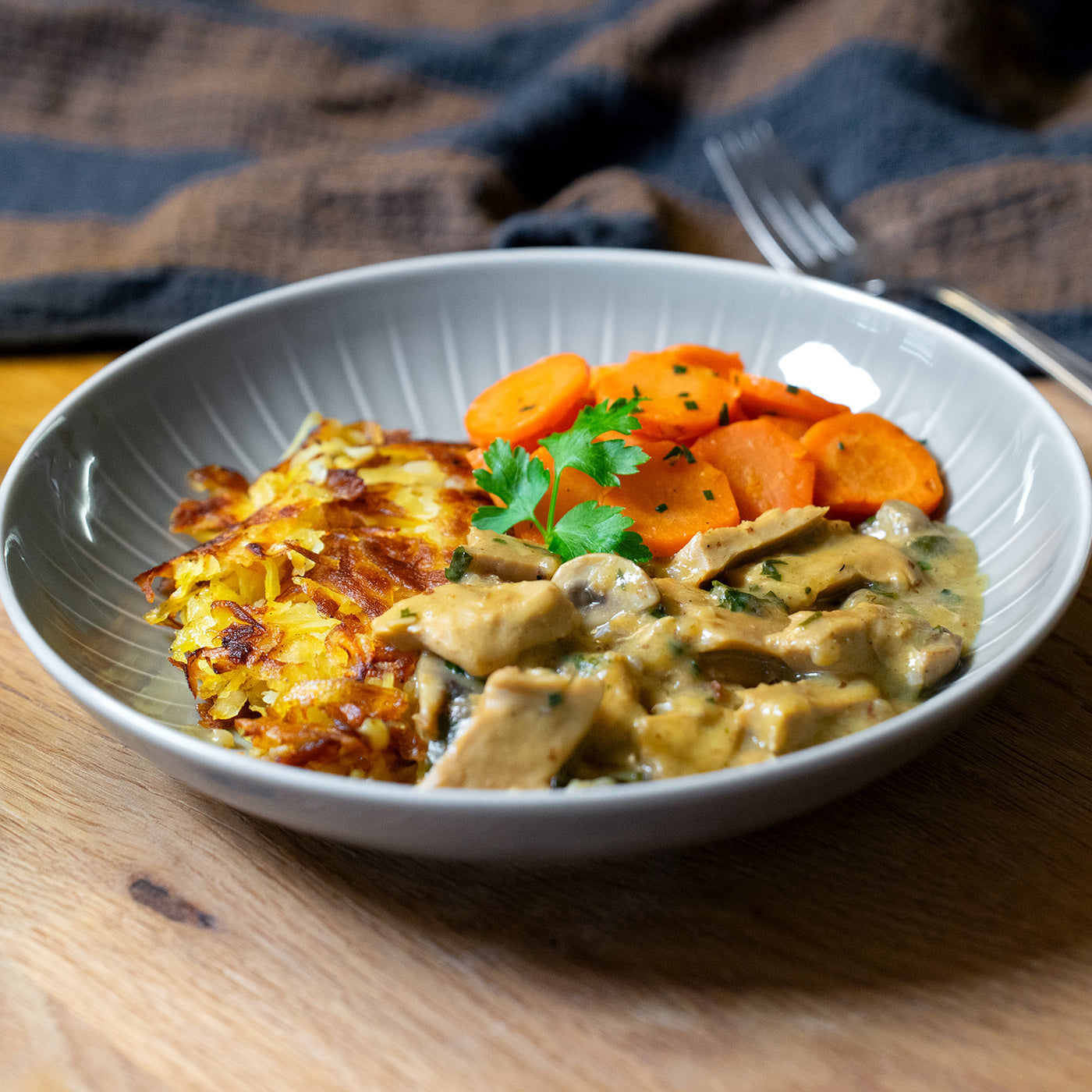 Veganes Geschnetzeltes mit Rösti