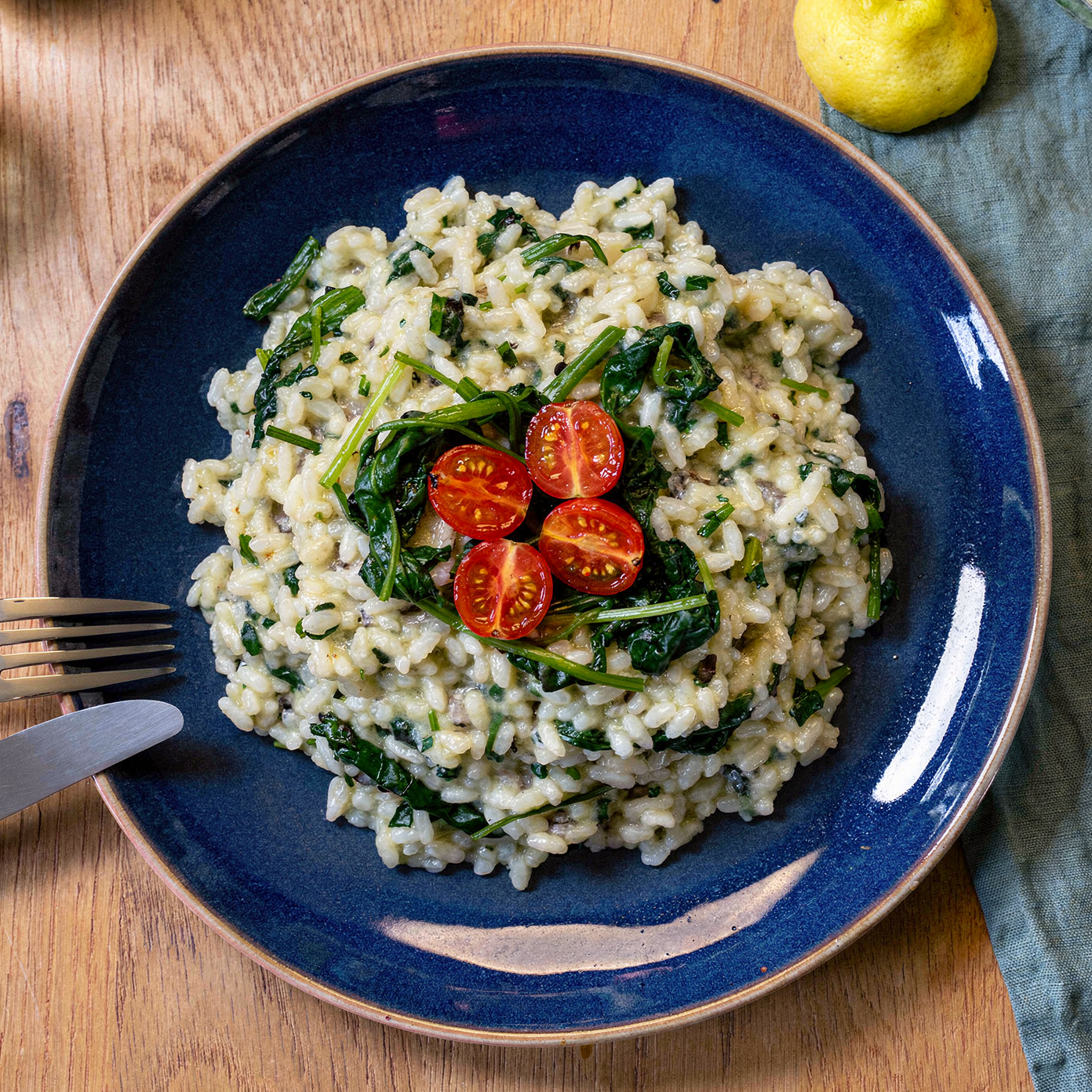 Wild garlic and spinach risotto