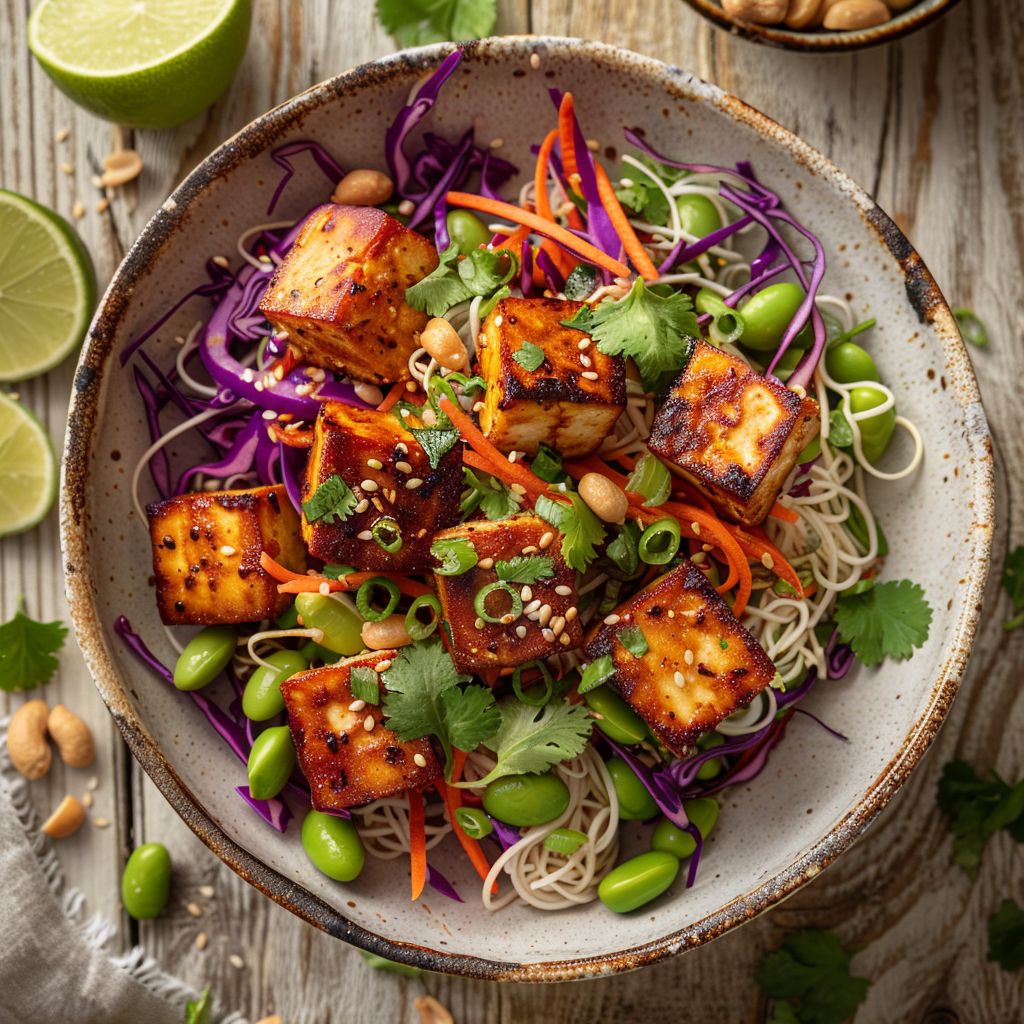Asiatischer Reisnudelsalat Tofu