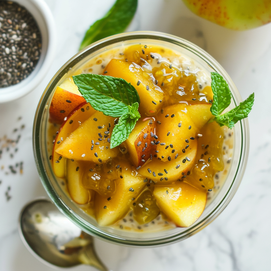 Chia-Samen-Pudding mit Apfel-Nektarinenkompott
