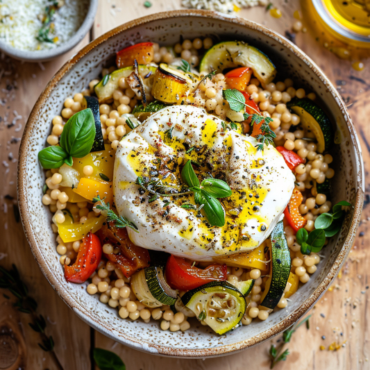 Fregola Sarda Bowl mit Burrata