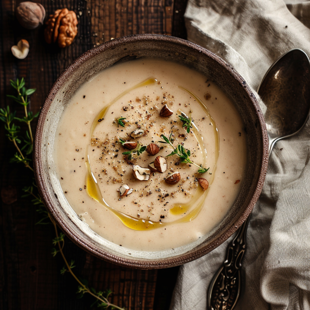 Topinambur Suppe mit Haselnuss