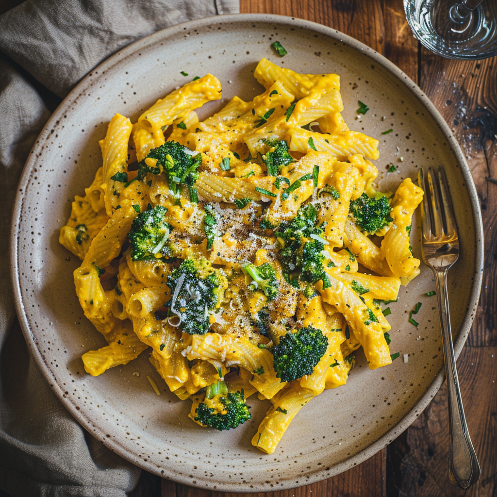 Vegetarische Kürbis Carbonara