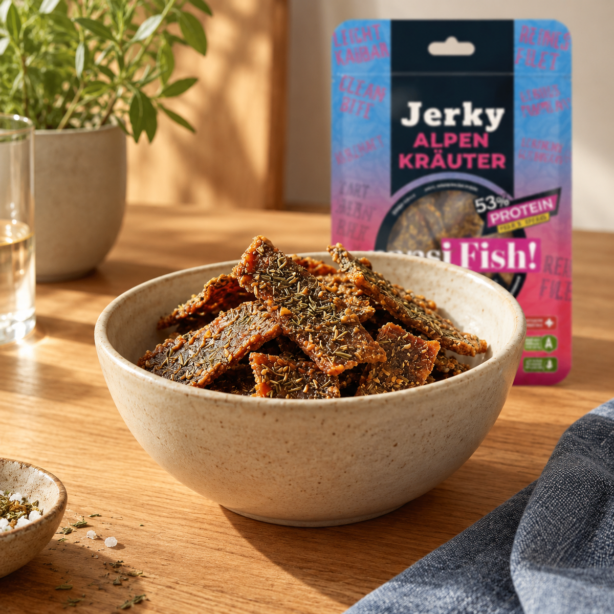 Fischjerky mit Alpenkräuter