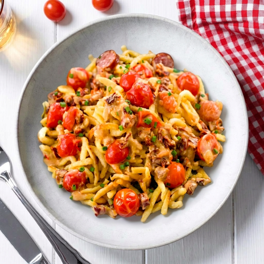 Spätzli Pfanne mit Rauchwurst