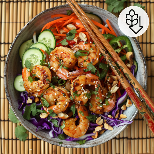 Asiatischer Gemüsesalat mit Selva Shrimps