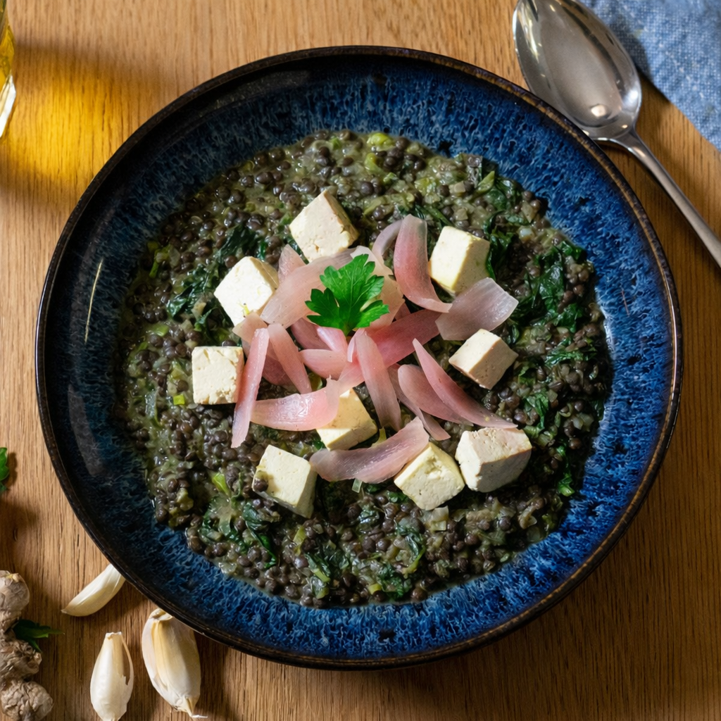 Beluga-Linsen Curry mit Seidentofu