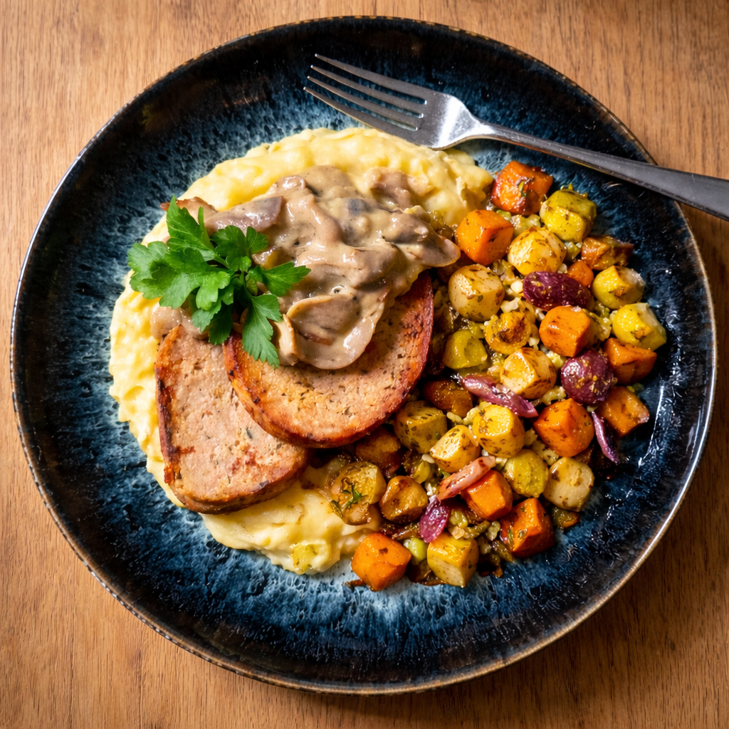 Pain de viande de veau aux légumes racines