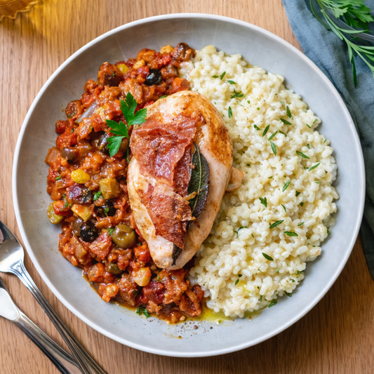 Saltimbocca de poulet avec risotto au romarin ⚖️