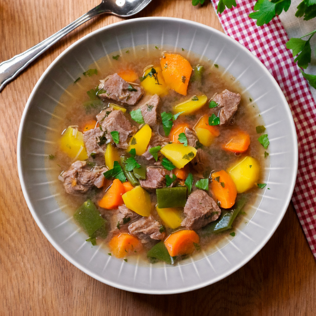 Boiled beef with root vegetables Low carb