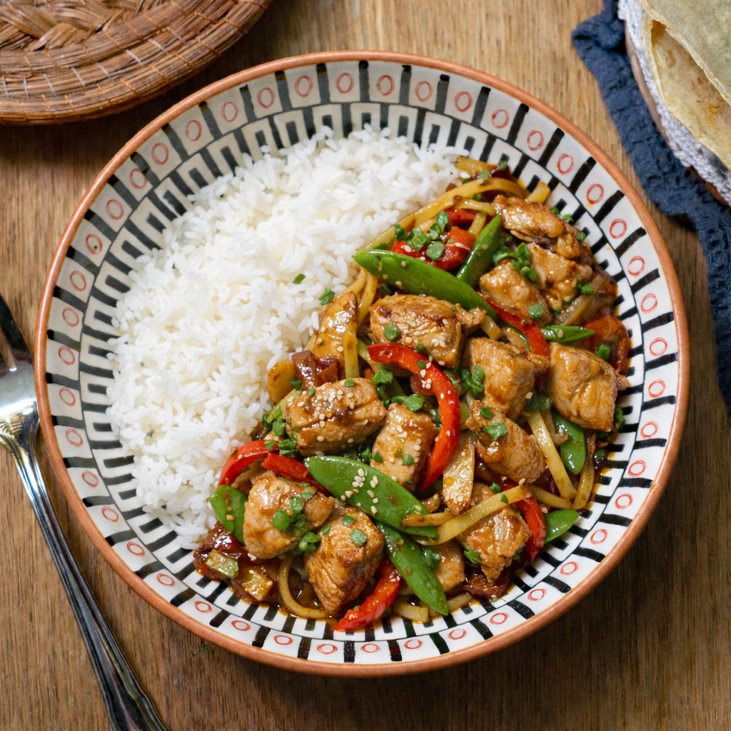 Ginger Stir-Fry Chicken with Rice