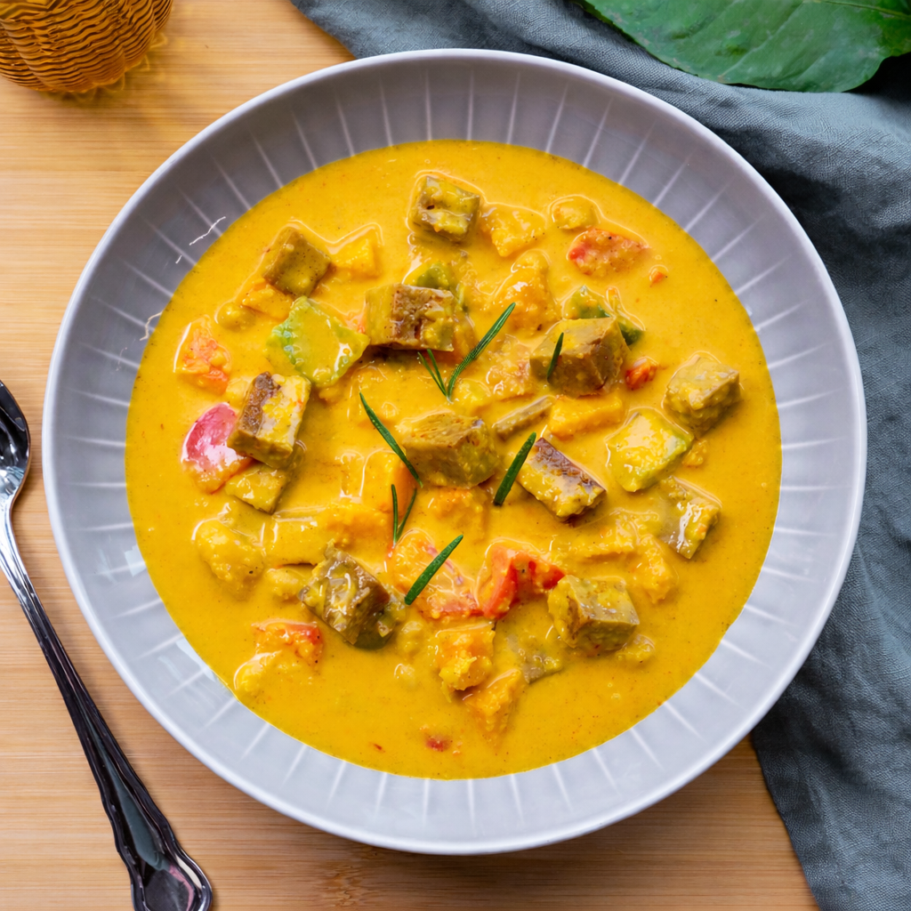 Ragoût de courge et de poivrons avec seitan