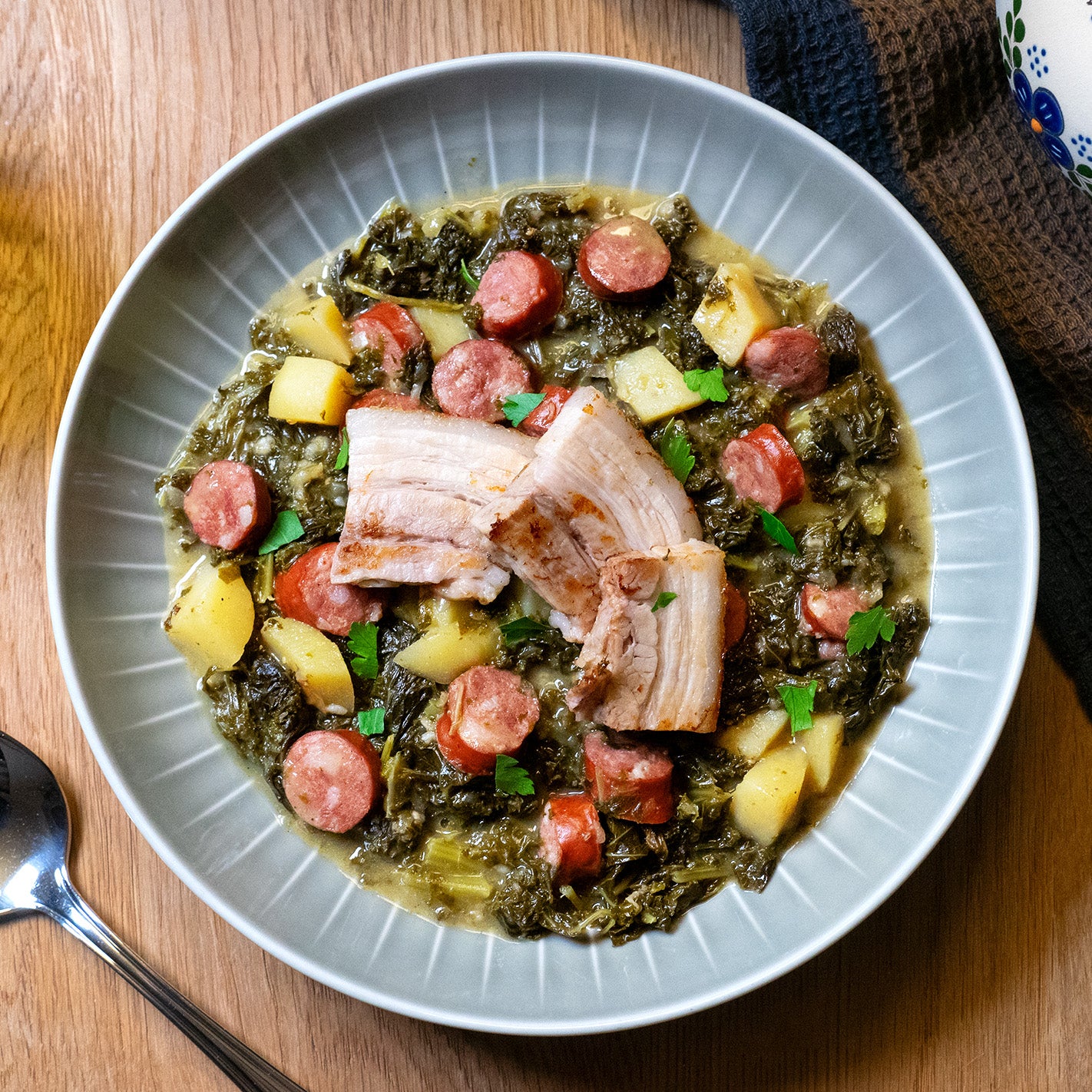 Grünkohl-Eintopf mit Schweinswurst
