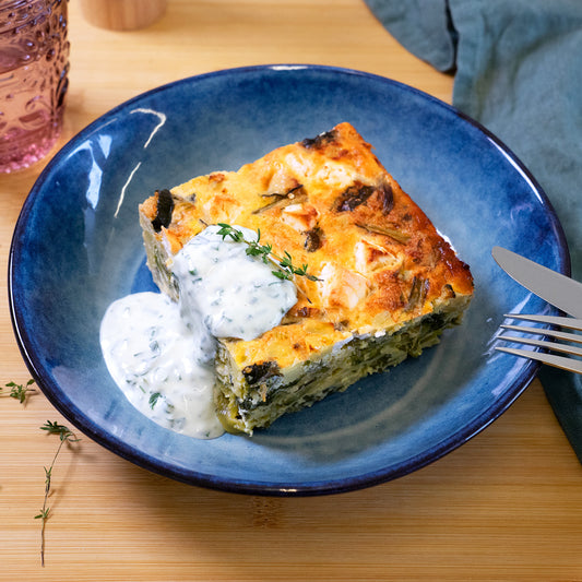 Mangold - Zucchetti Frittata mit Quark-Dip