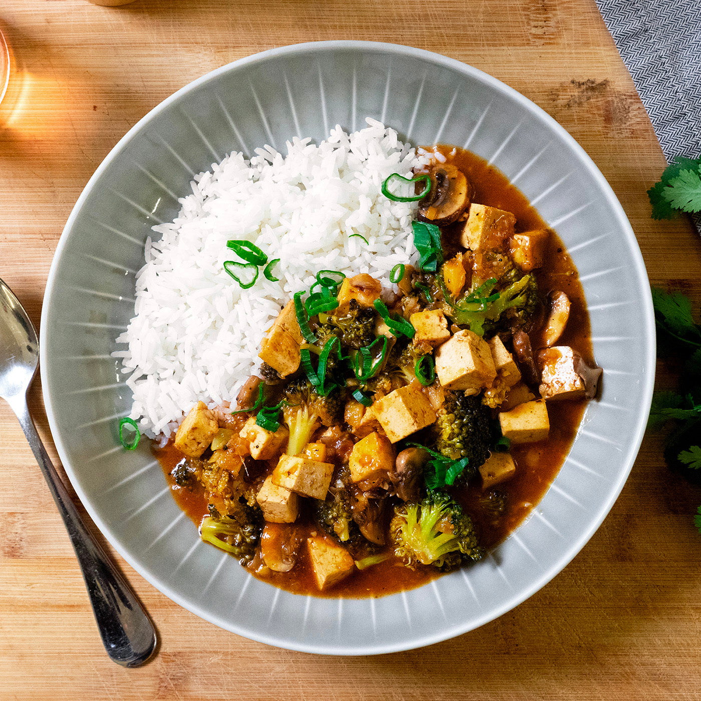 Veganer Mapo Tofu mit Jasminreis