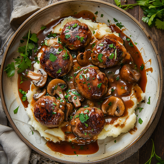 Meatballs mit Mangold und Härdöpfelstock
