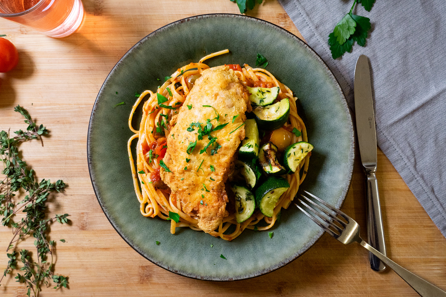 Linguine mit Poulet- Piccata