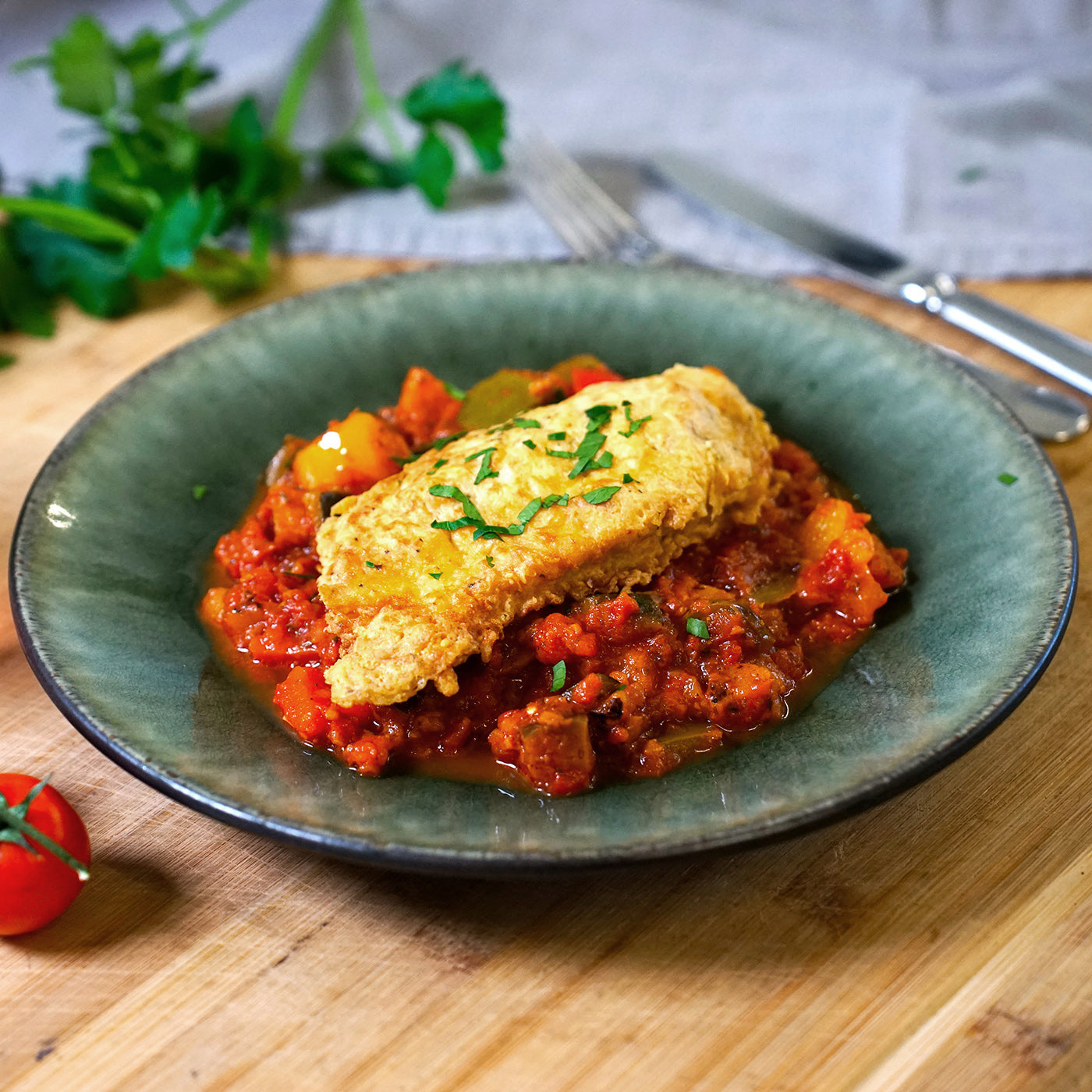 Chicken piccata with ratatouille