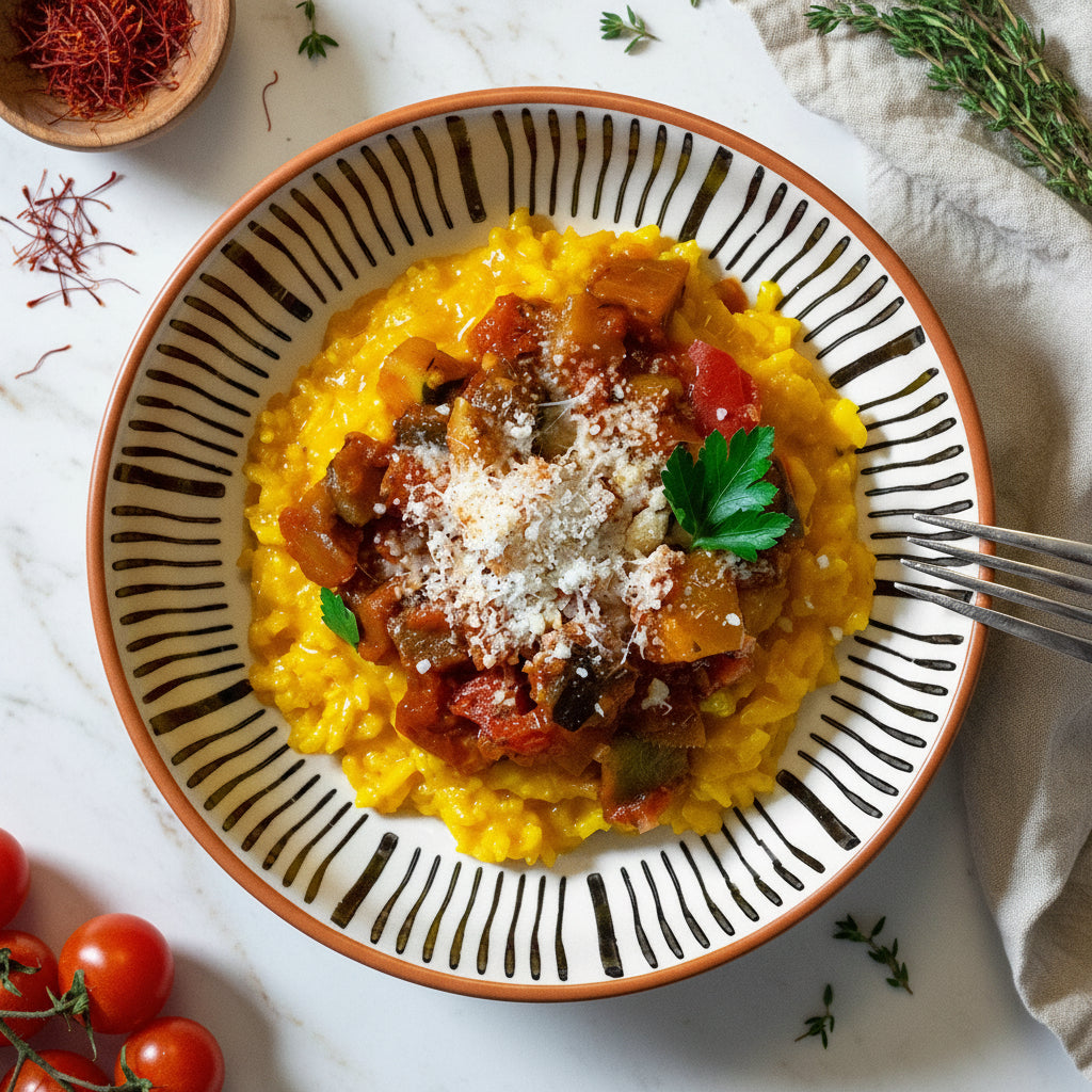 Safran Risotto mit Ratatouille 💪