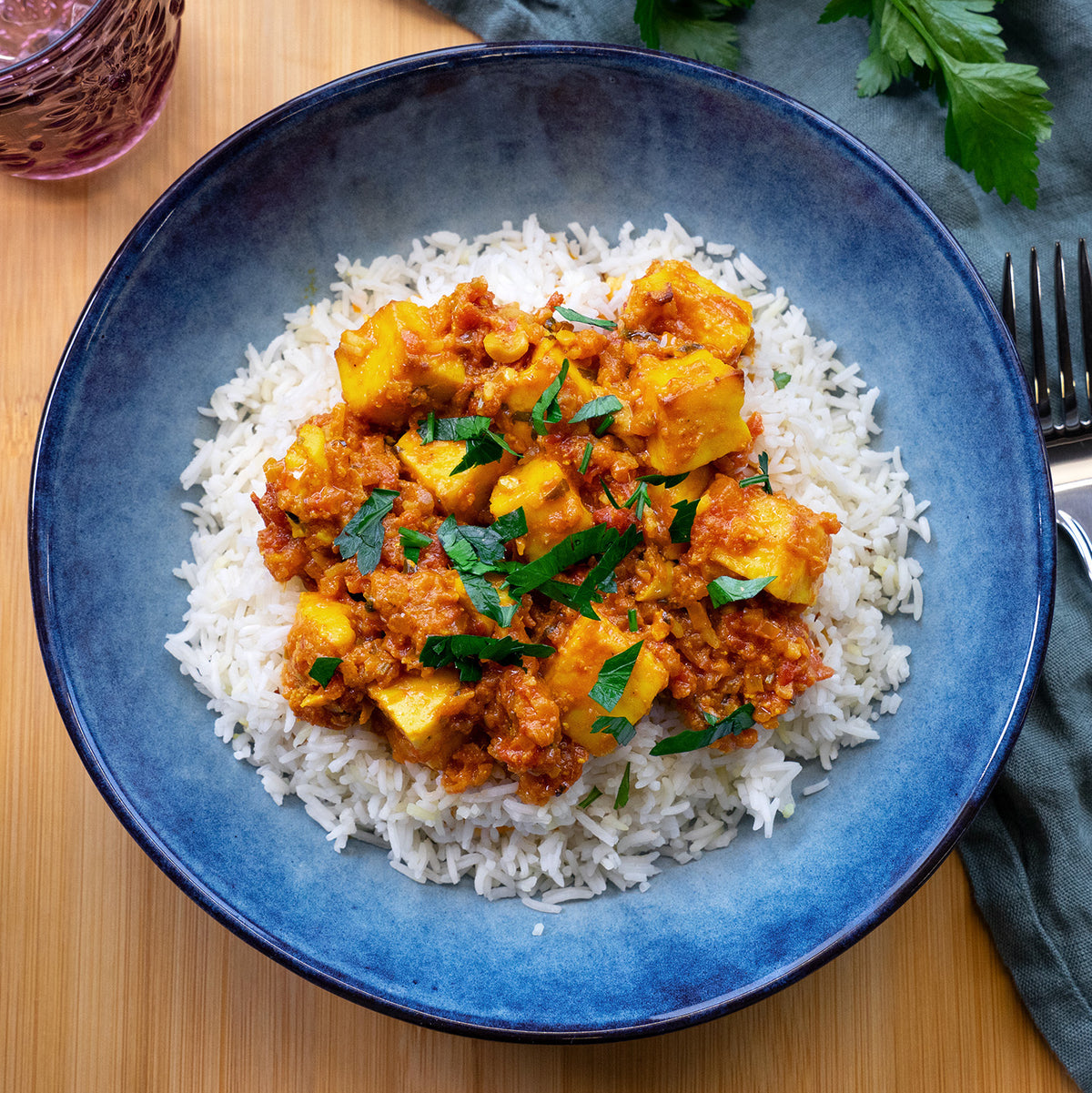 Shahi Paneer avec riz basmati