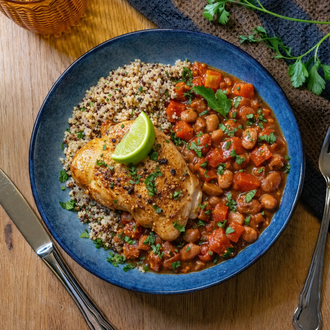 Pouletbrust mit Tomaten-Bohneneintopf