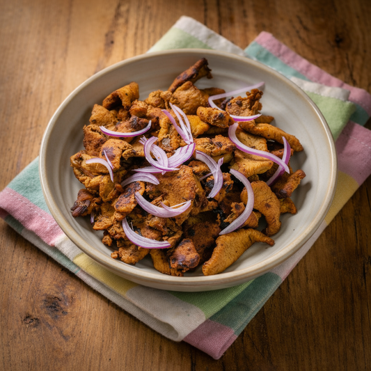 Gyros meat with onions