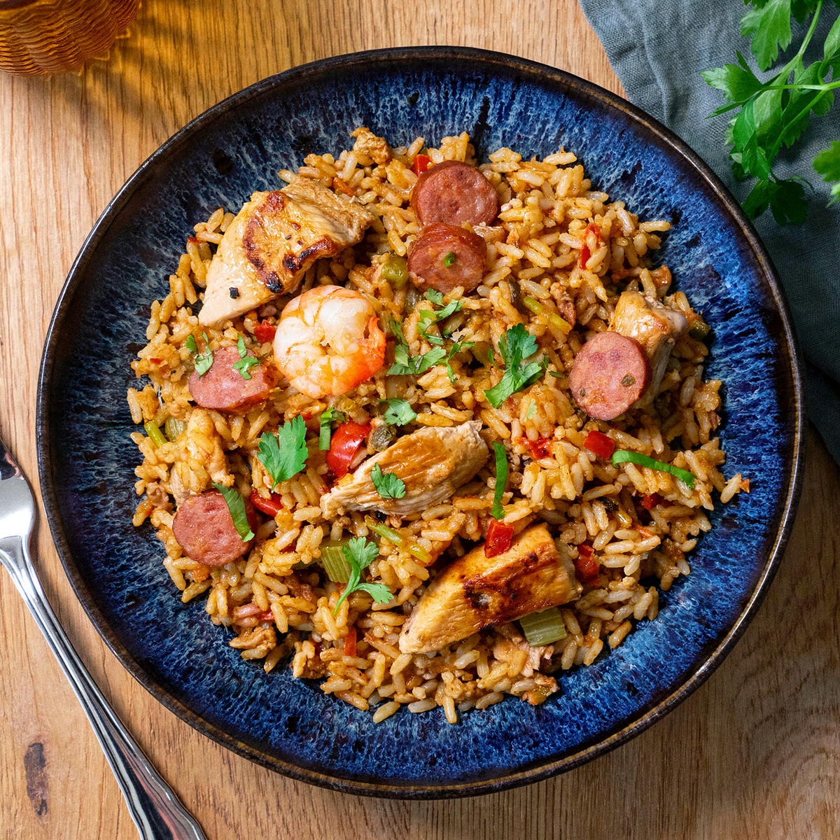 Jambalaya mit Poulet & Shrimps 💪
