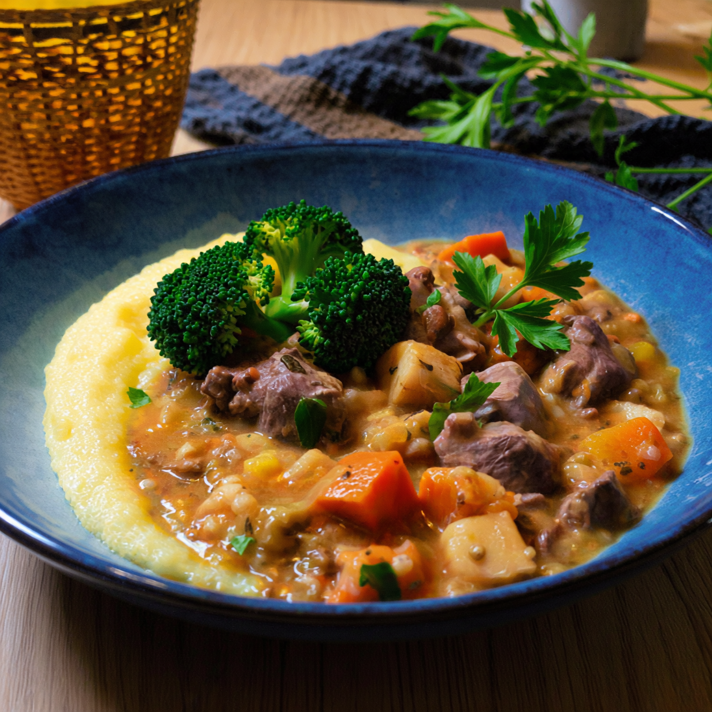 Coq au vin with polenta and broccoli 🔥