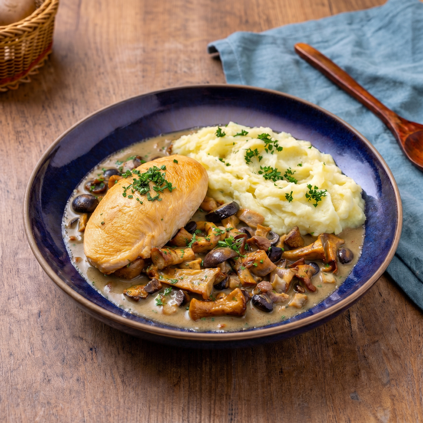 Blanc de poulet aux champignons sauvages et purée de pommes de terre 🔥