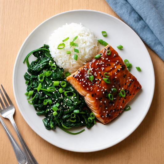 Teriyaki Lachs mit Kokosspinat 🔥