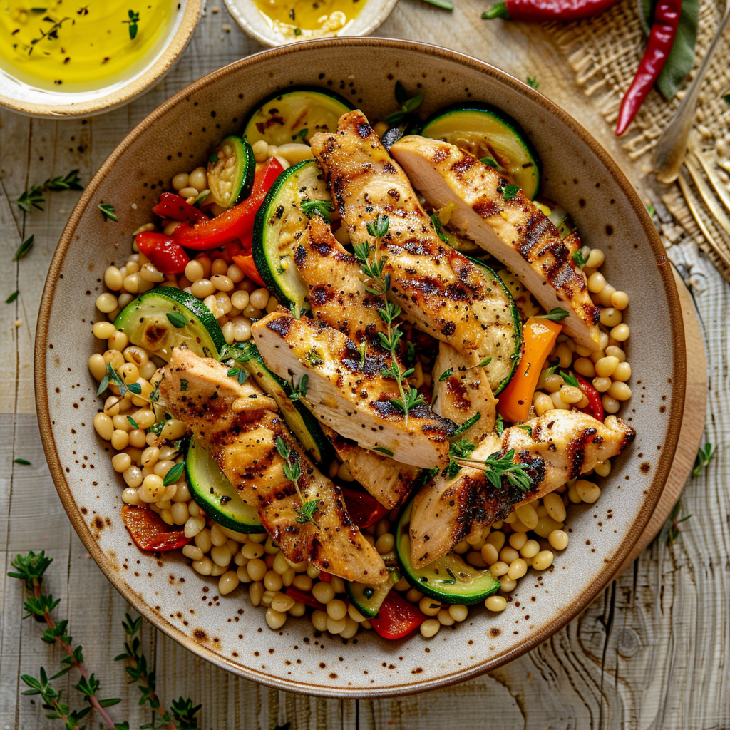 Fregola Sarda mit Pouletstreifen