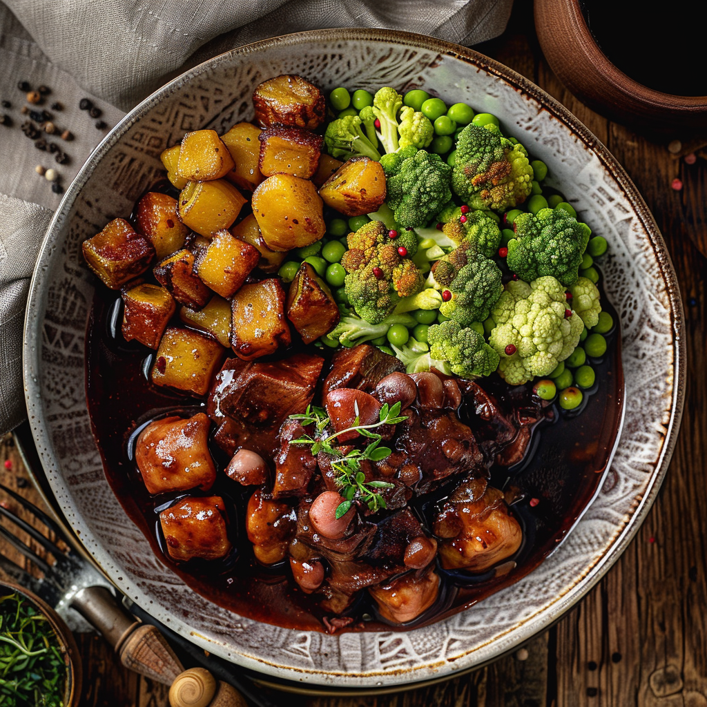 Wildschweinpfeffer mit Laugenknödel